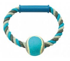 Hračka DUVO+ Kruh bavlna s tenisovou loptou 18 cm