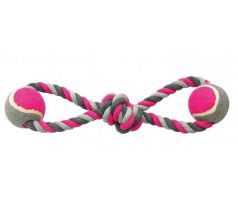 Hračka DUVO+ Kruh dvojitý s 2 tenisovými loptami bavlna 38 cm