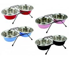 Miska DUVO+ Stojan s dvomi miskami nerez priemer 16 cm 2x0,95 L
