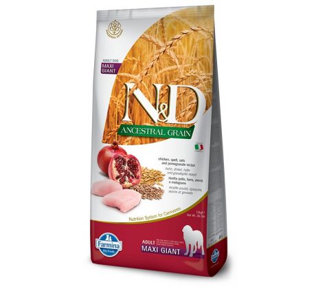 Farmina N&D dog AG adult giant maxi, chicken, spelt, oats & pomegranate 12 kg