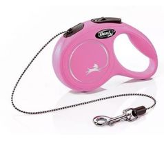 Vodítko Flexi Classic NEW XS lanko 3 m ružové (do 8 kg)