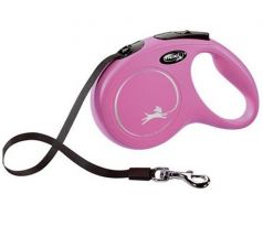 Vodítko Flexi Classic NEW S páska 5 m ružové (do 15 kg)
