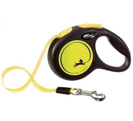 Vodítko Flexi New Neon L páska 5 m žlté (do 50 kg)