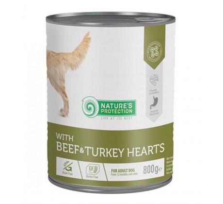 Natures P KONZERVA dog adult Beaf & Turkey hearts 800 g