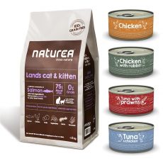 Naturea CAT MIX - 1x Lands Cat & Kitten 2kg + Konzerva 12x 80gr