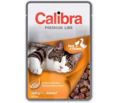 Calibra Premium cat Kapsička - Adult Kačka & kura v omáčke 24 x 100 g