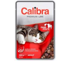 Calibra Premium cat Kapsička - Adult Kura & hovädzie v omáčke 24 x 100 g