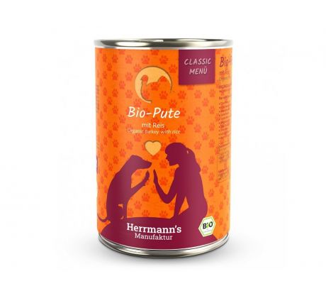 Herrmanns BIO Morčacie mäso s ryžou, konzerva