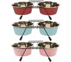 Miska DUVO+ Stojan s dvomi miskami nerez priemer 11 cm 2x0,24 L