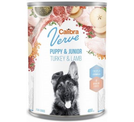 Calibra KONZERVA dog Puppy & Junior Verve Turkey & Lamb 6 x 400g