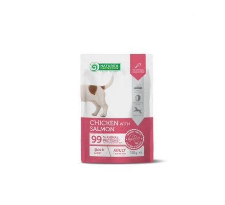 Nature´s Protection KAPSIČKY dog adult skin & coat chicken & salmon 22x100 g