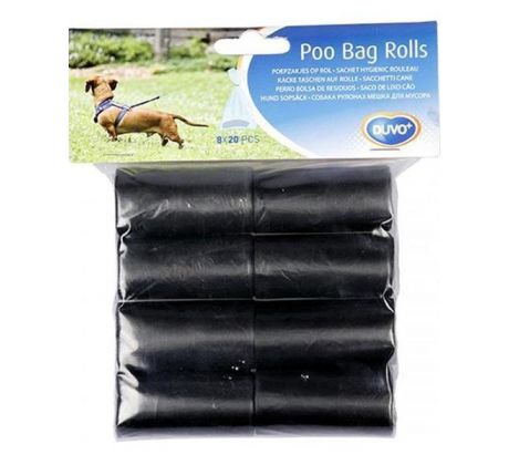 Sáčky DUVO+ na zber psích výkalov čierne 8 x 20 ks