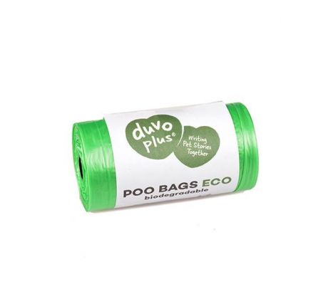 Sáčky DUVO+ na zber psích výkalov, 8x20 biologicky rozložiteľných sáčkov, zelená farba