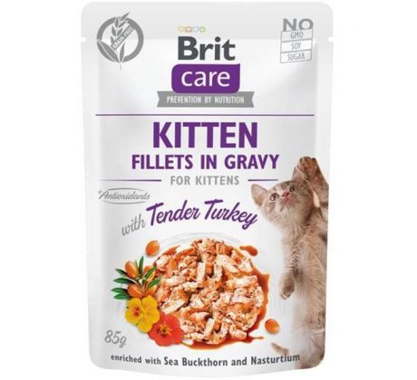 Brit Care cat Kapsička Kitten Fillets in Gravy with Tender Turkey 24 x 85 g