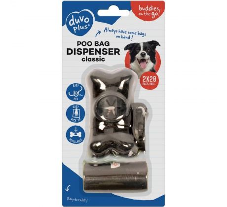 Sáčky DUVO+ na zber psích výkalov so zásobníkom v tvare kosti