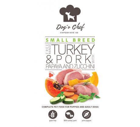 Dog’s Chef  FREE RANGE TURKEY & PORK WITH PAPAYA AND ZUCCHINI Small Breed