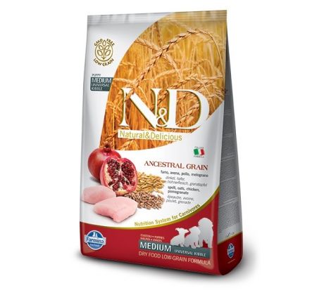 Farmina N&D dog AG puppy medium & maxi, chicken, spelt, oats & pomegranate